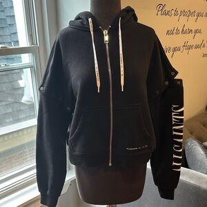 ALL SAINTS Black Hoodie with Removable Sleeves